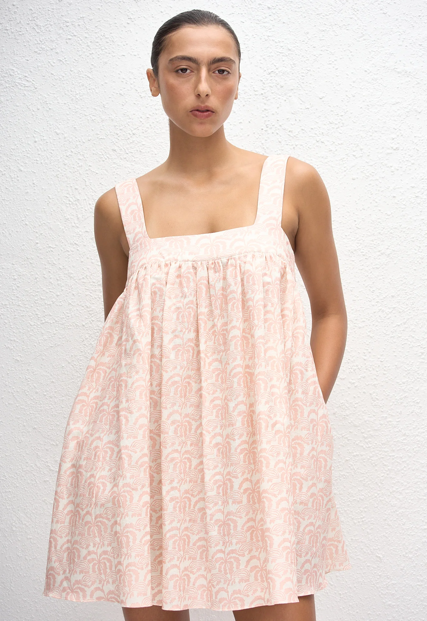 Babydoll Linen Mini Dress - Oasis - Image 2
