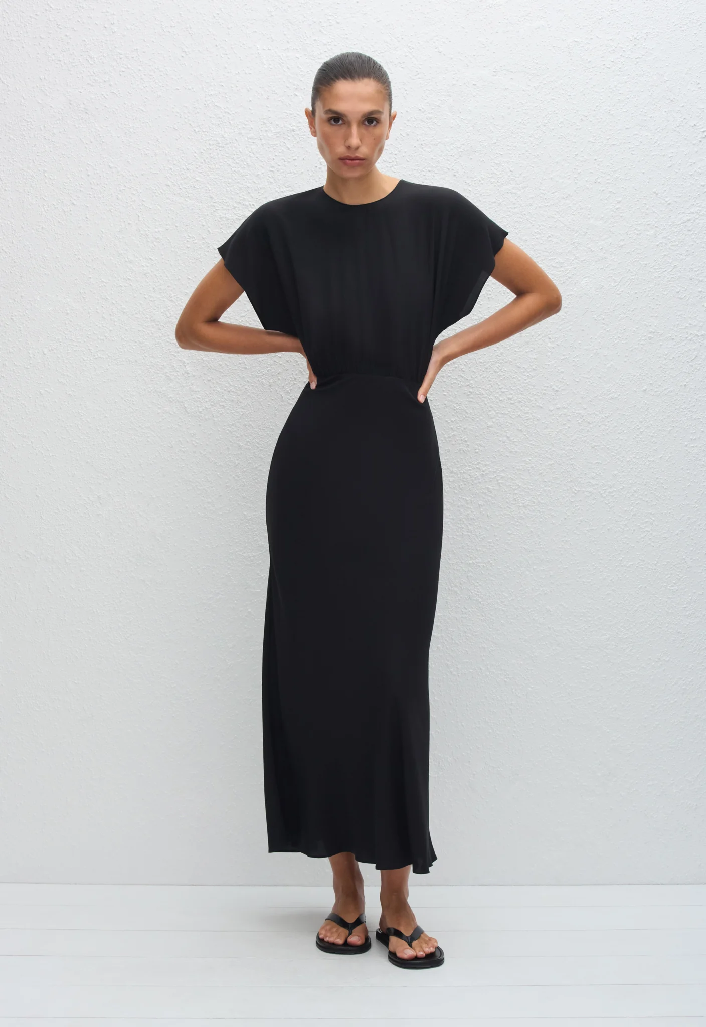 Bias Midi Tee Dress - Black