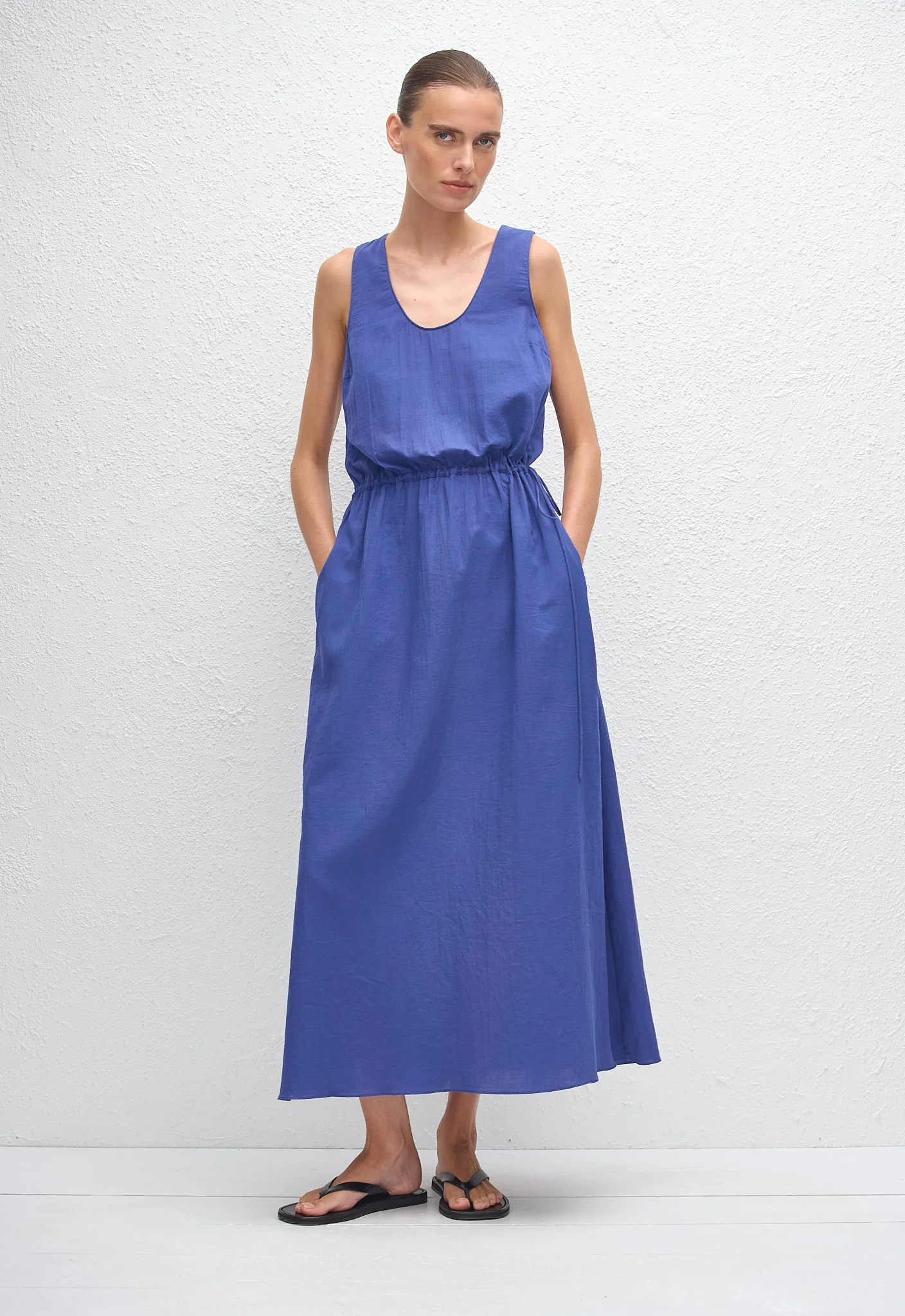 Drawcord Tank Midi Dress - Lapis