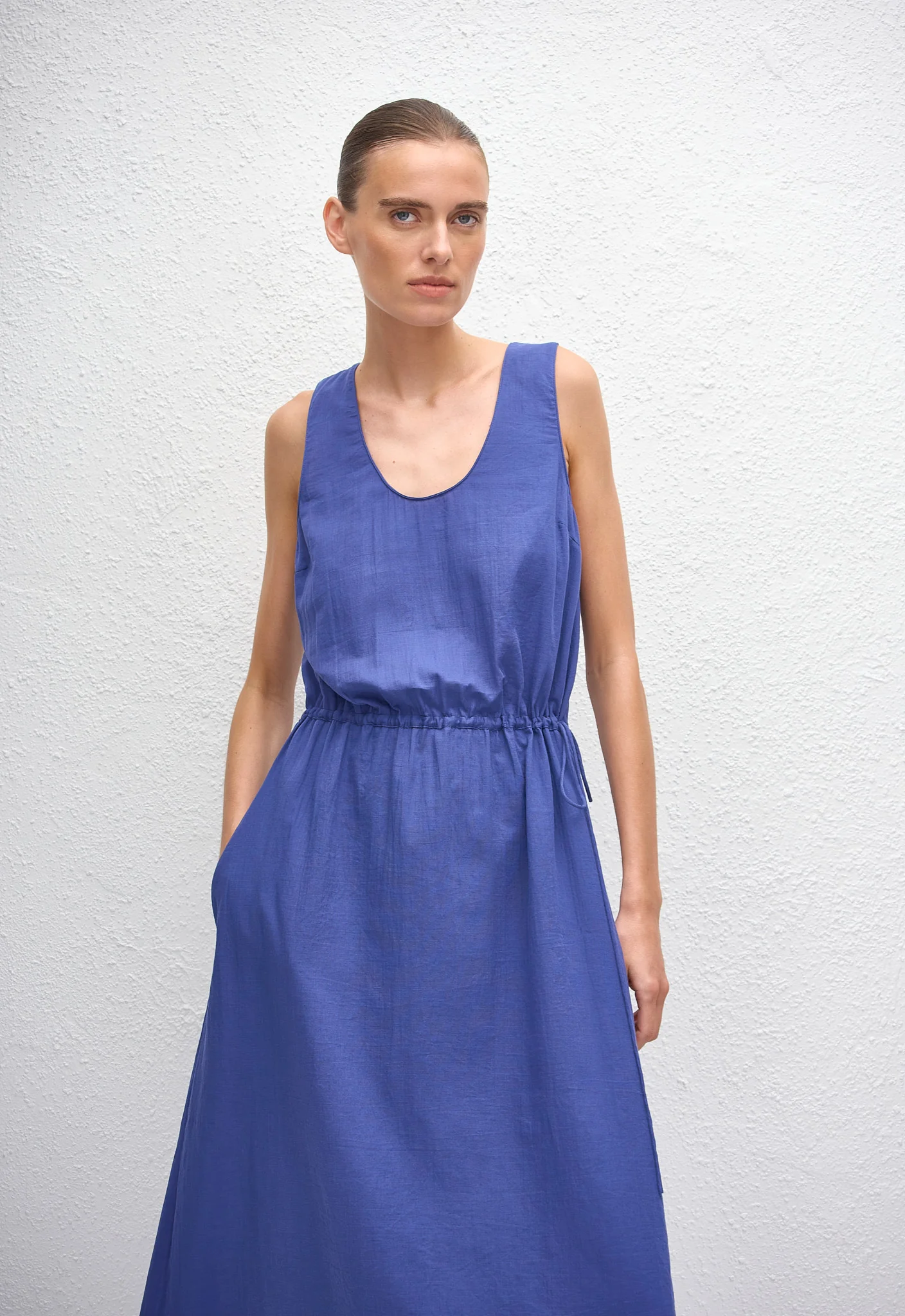 Drawcord Tank Midi Dress - Lapis - Image 2