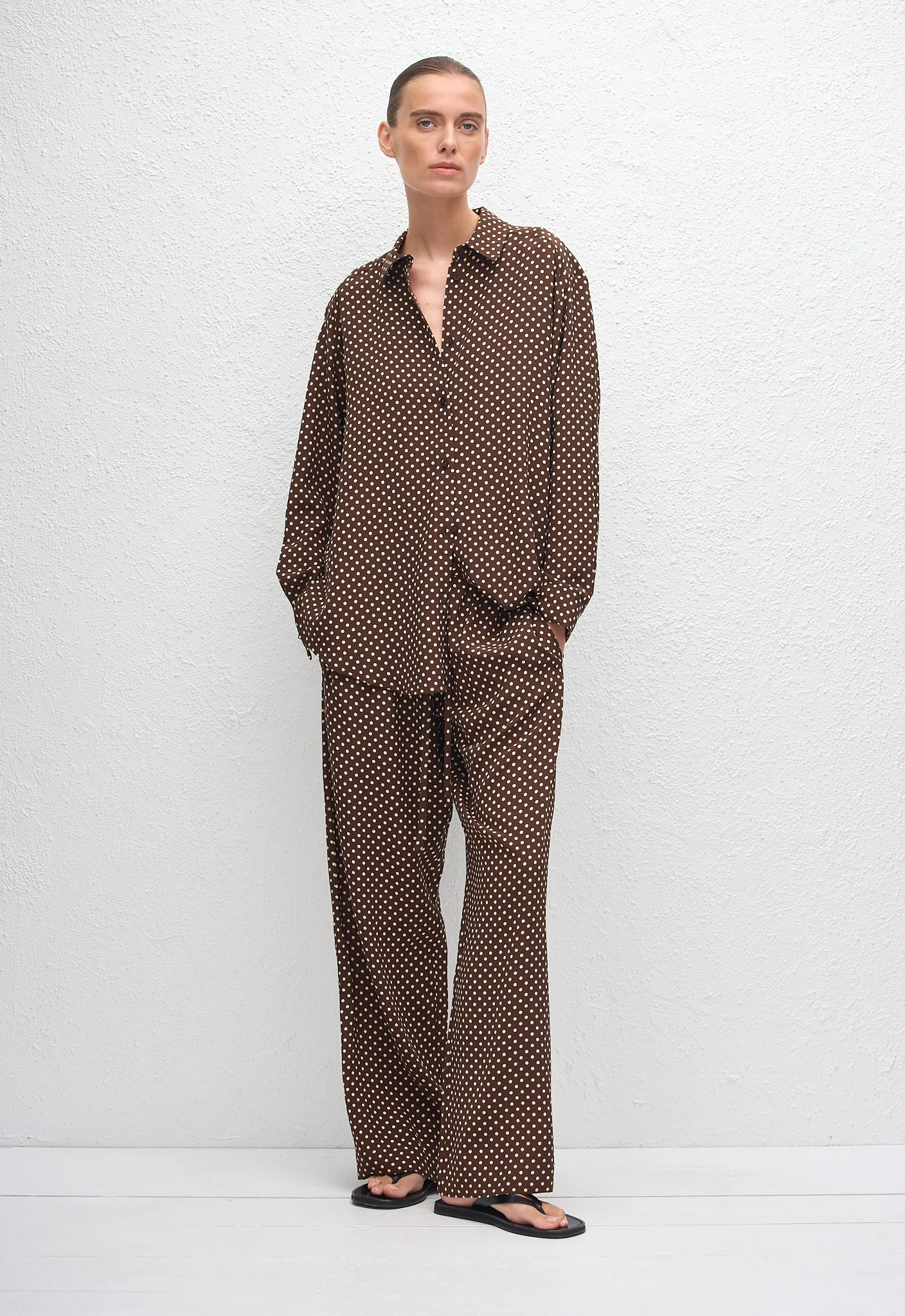 Drawstring Trouser - Polka Dot (Chocolate) - Image 2