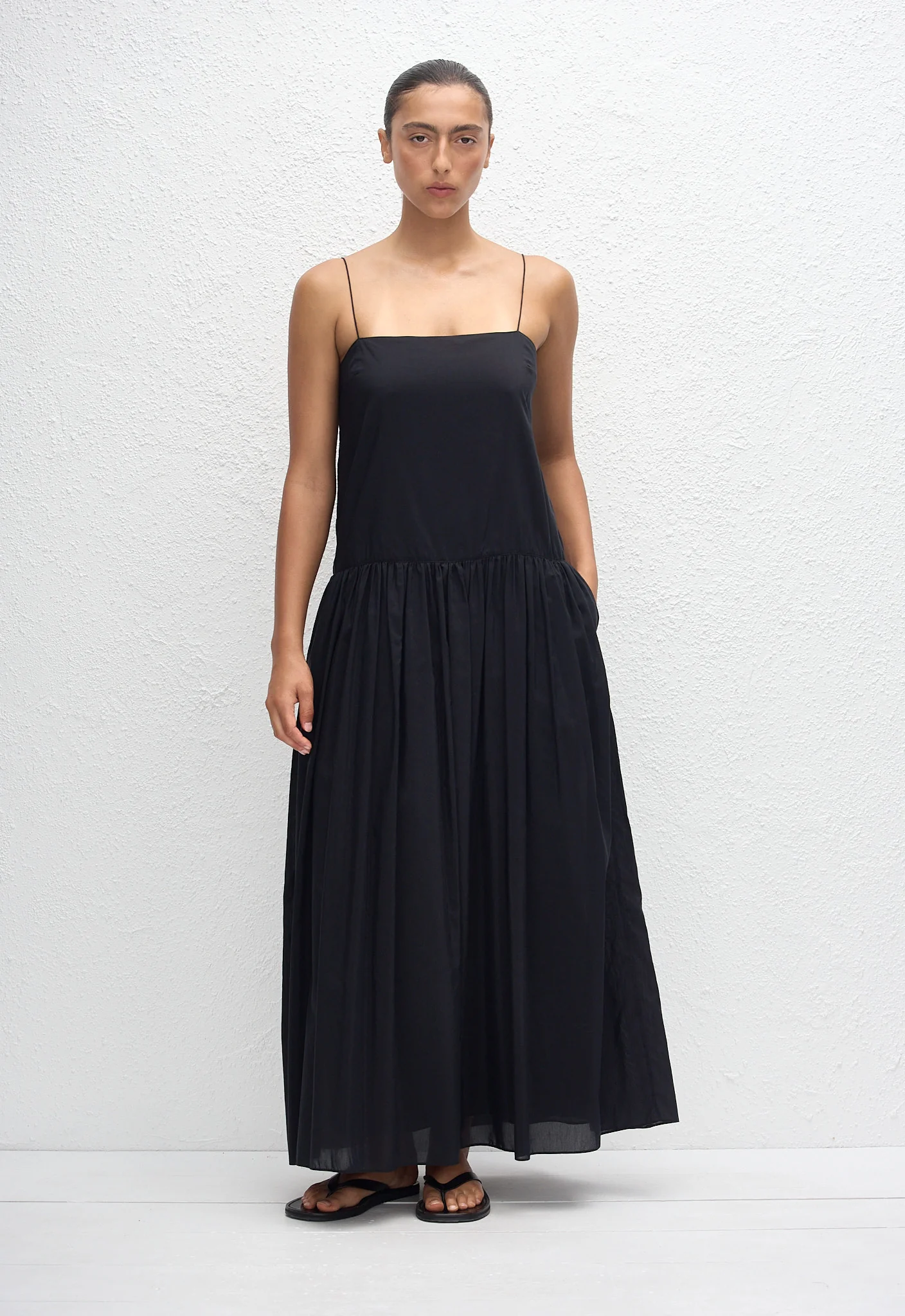 Drop Waist Midi Dress - Black
