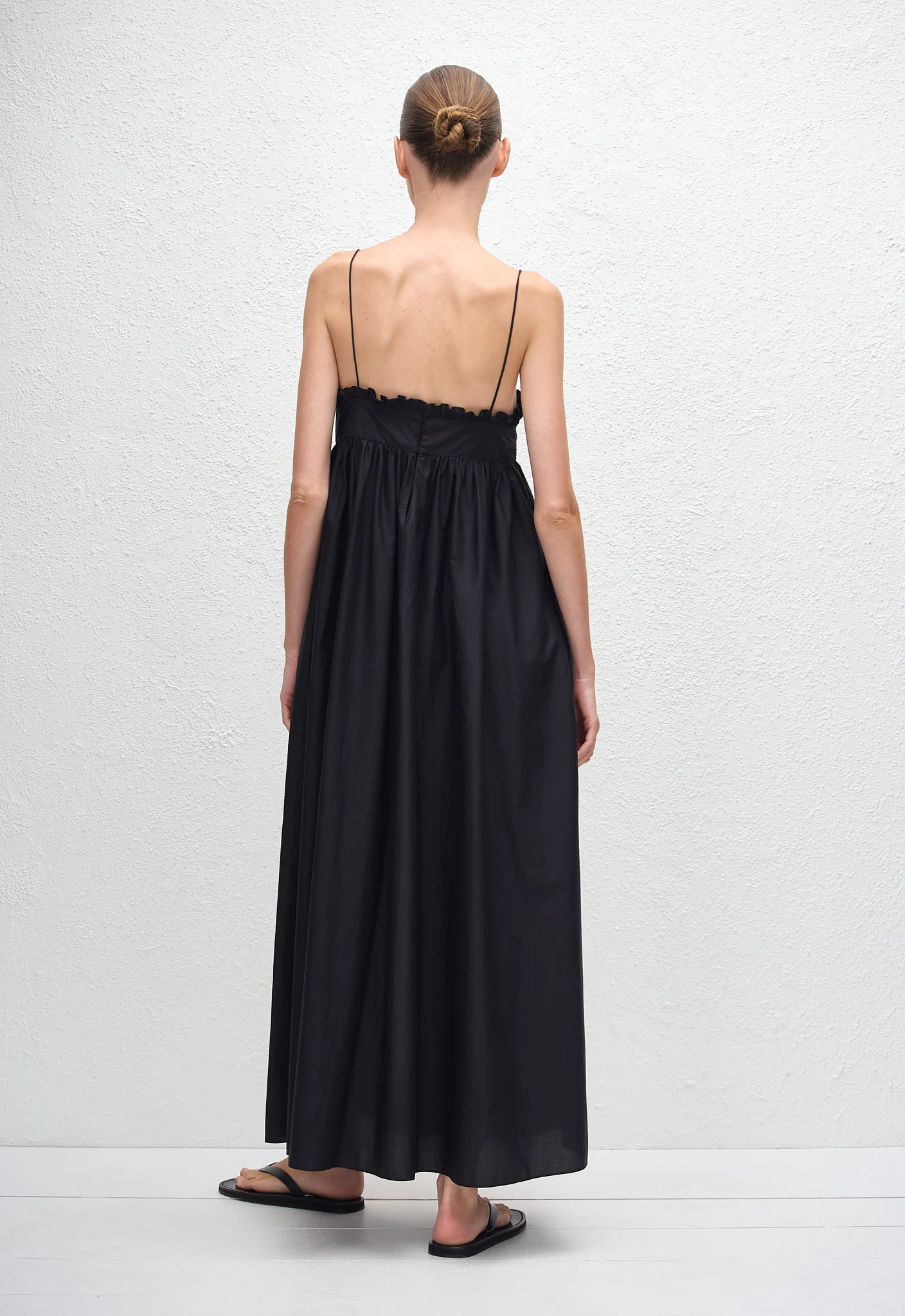 Empire Frill Midi Dress - Black - Image 3