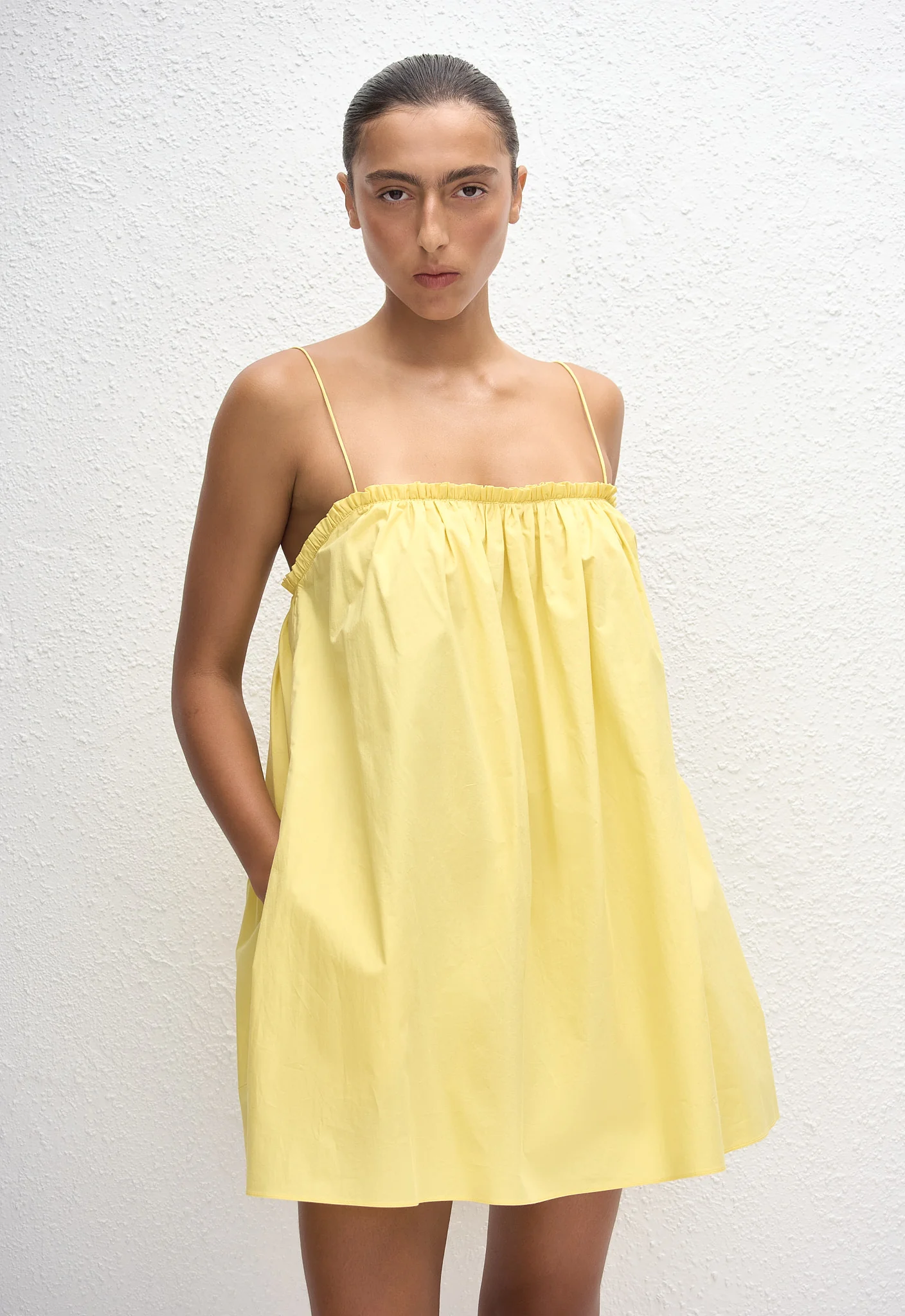 Frill Cami Mini Dress - Limoncello - Image 3