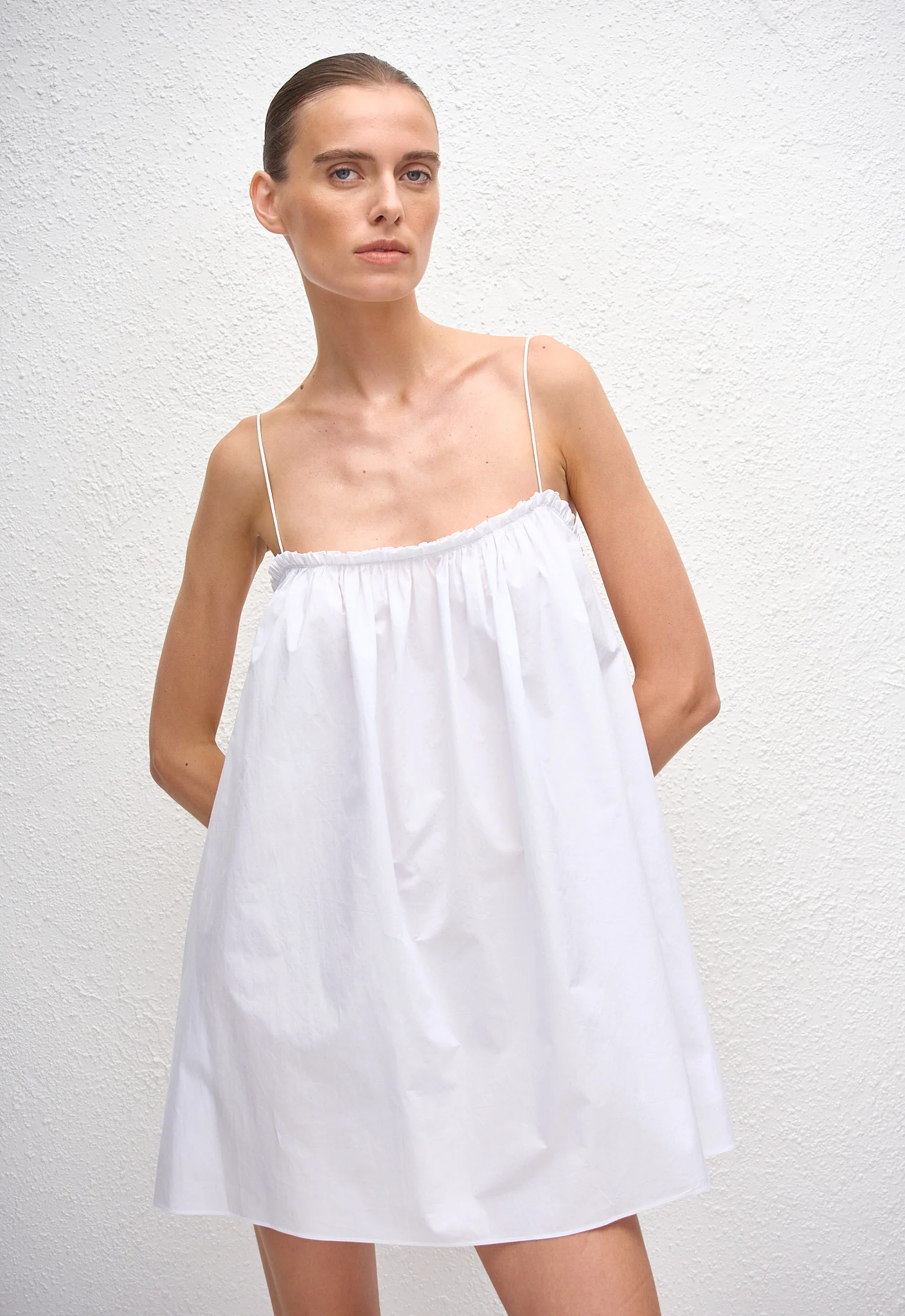 Frill Cami Mini Dress - White - Image 2
