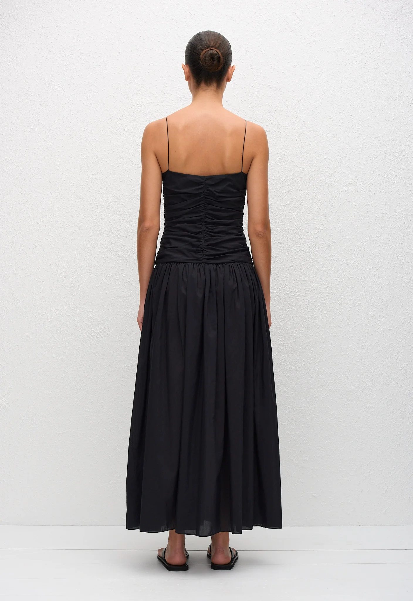 Gathered Drop Waist Dress - Black - Image 4