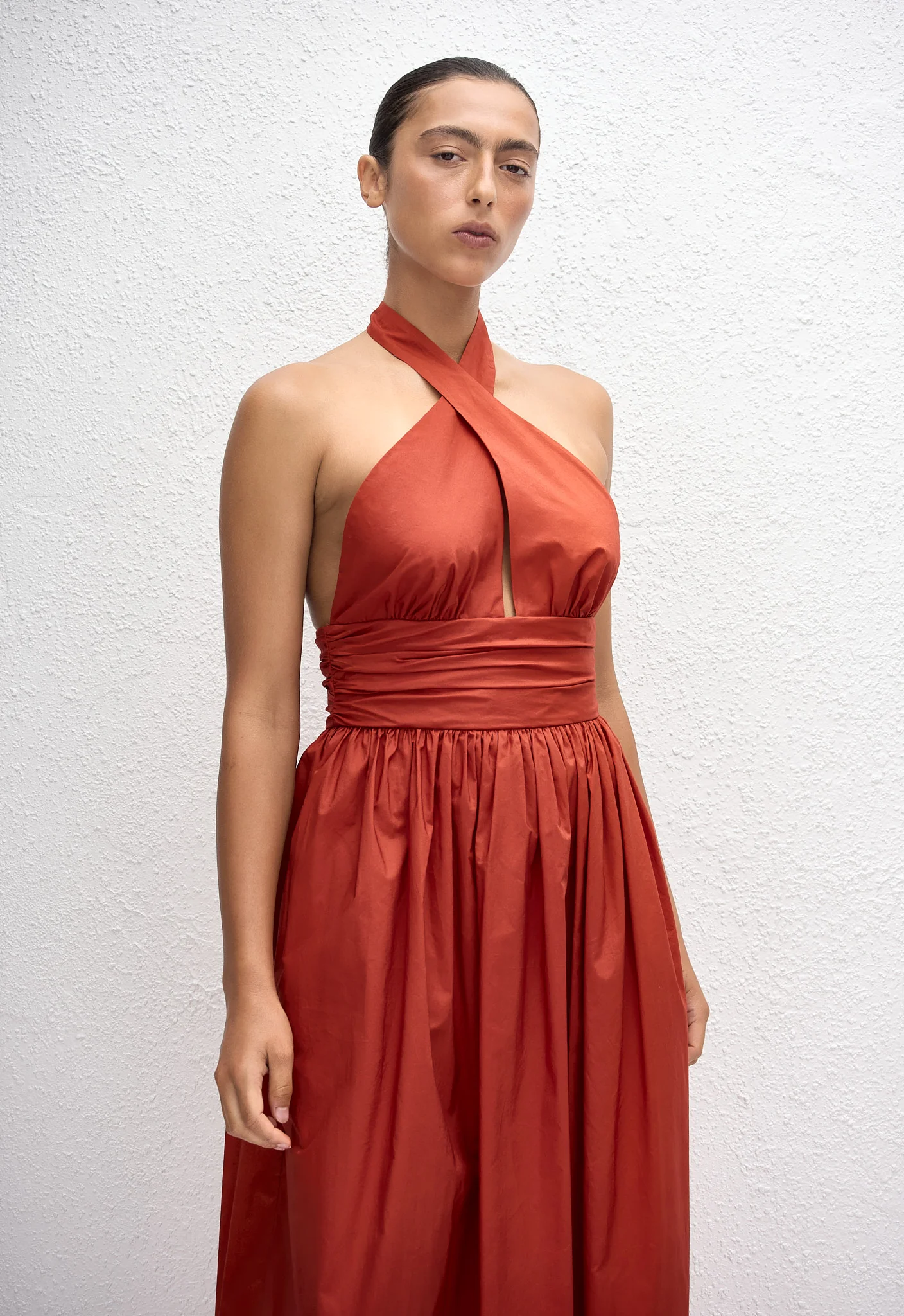 Keyhole Halter Midi Dress - Tomato - Image 3