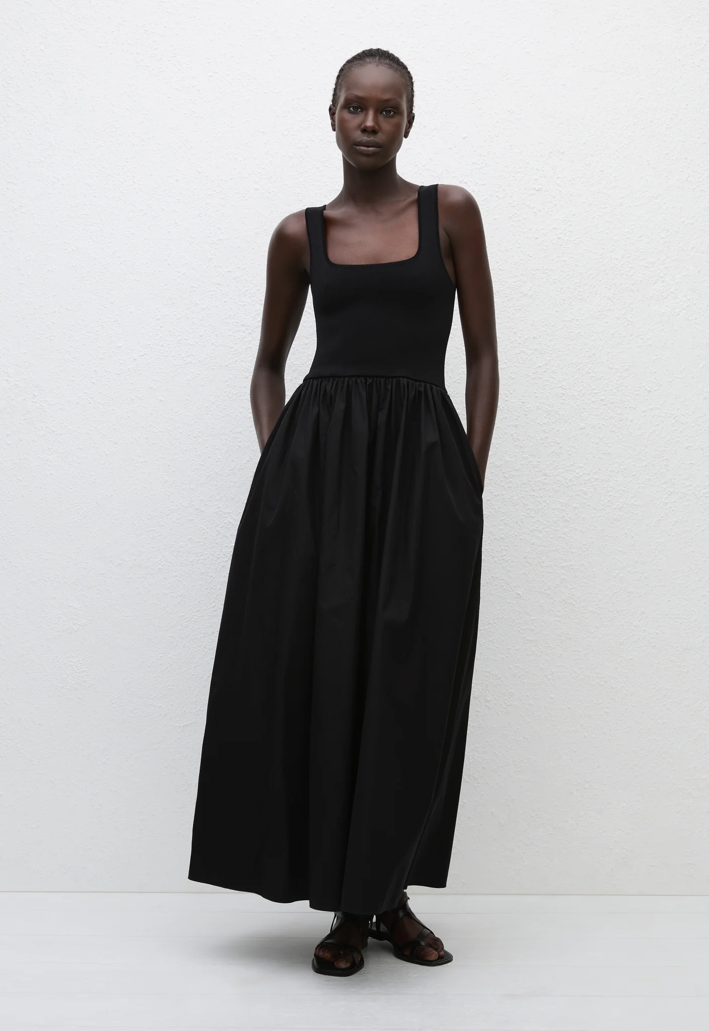 Knit And Cotton Dress - Black
