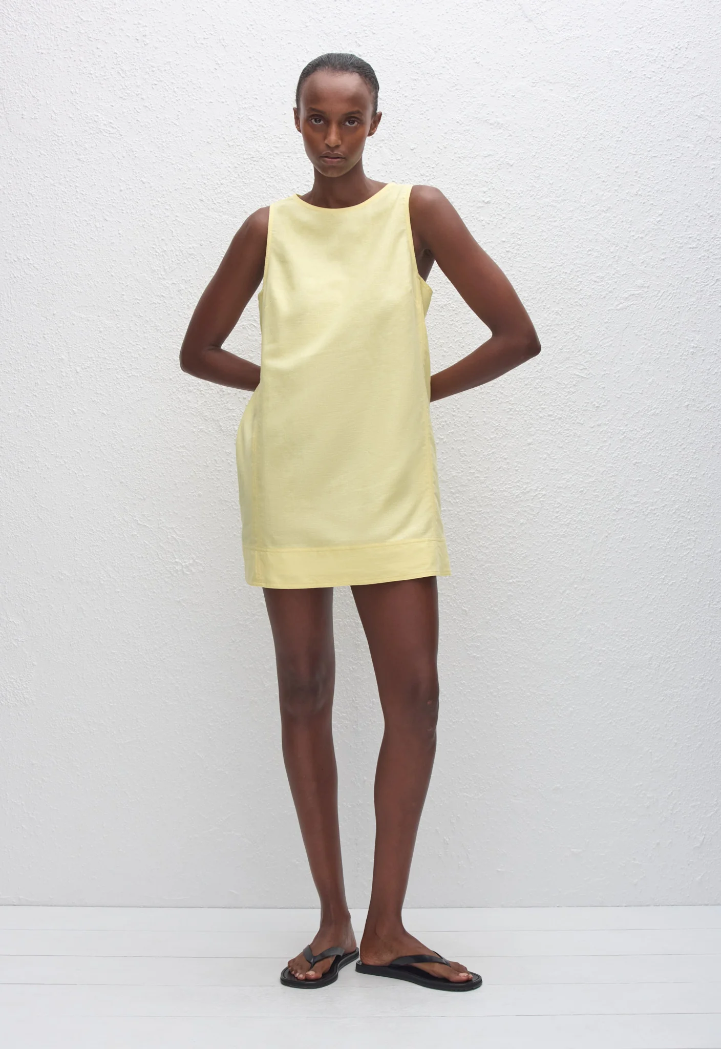 Linen Mini Shift Dress - Lemon