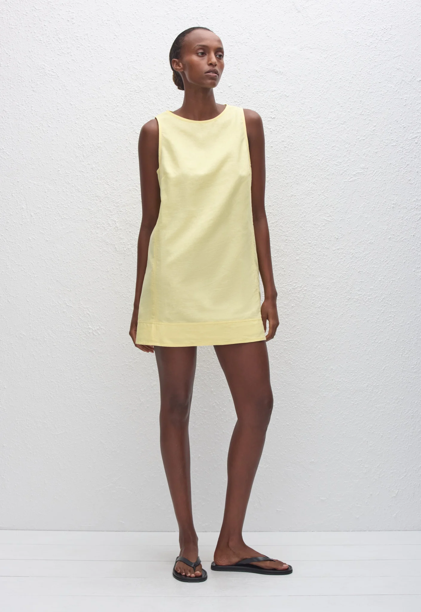 Linen Mini Shift Dress - Lemon - Image 3