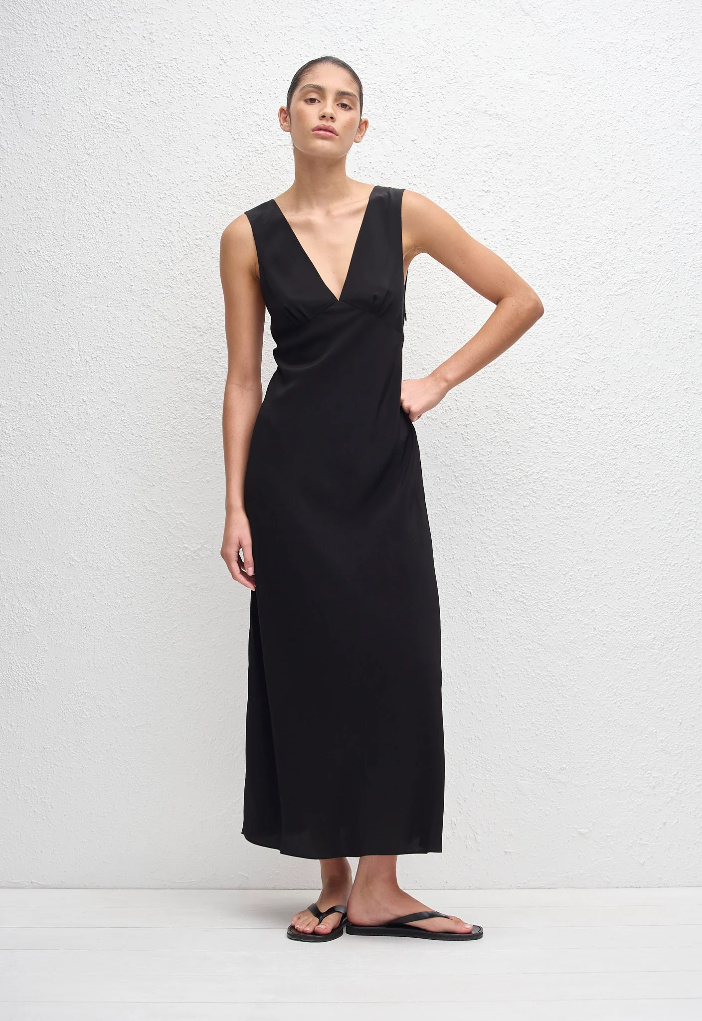 Plunge Slip Dress - Black