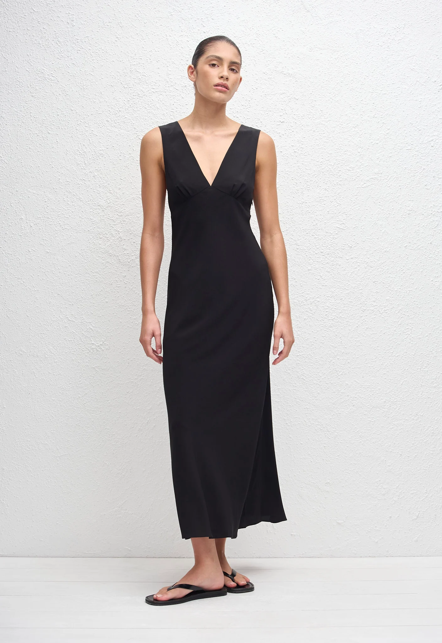 Plunge Slip Dress - Black - Image 3