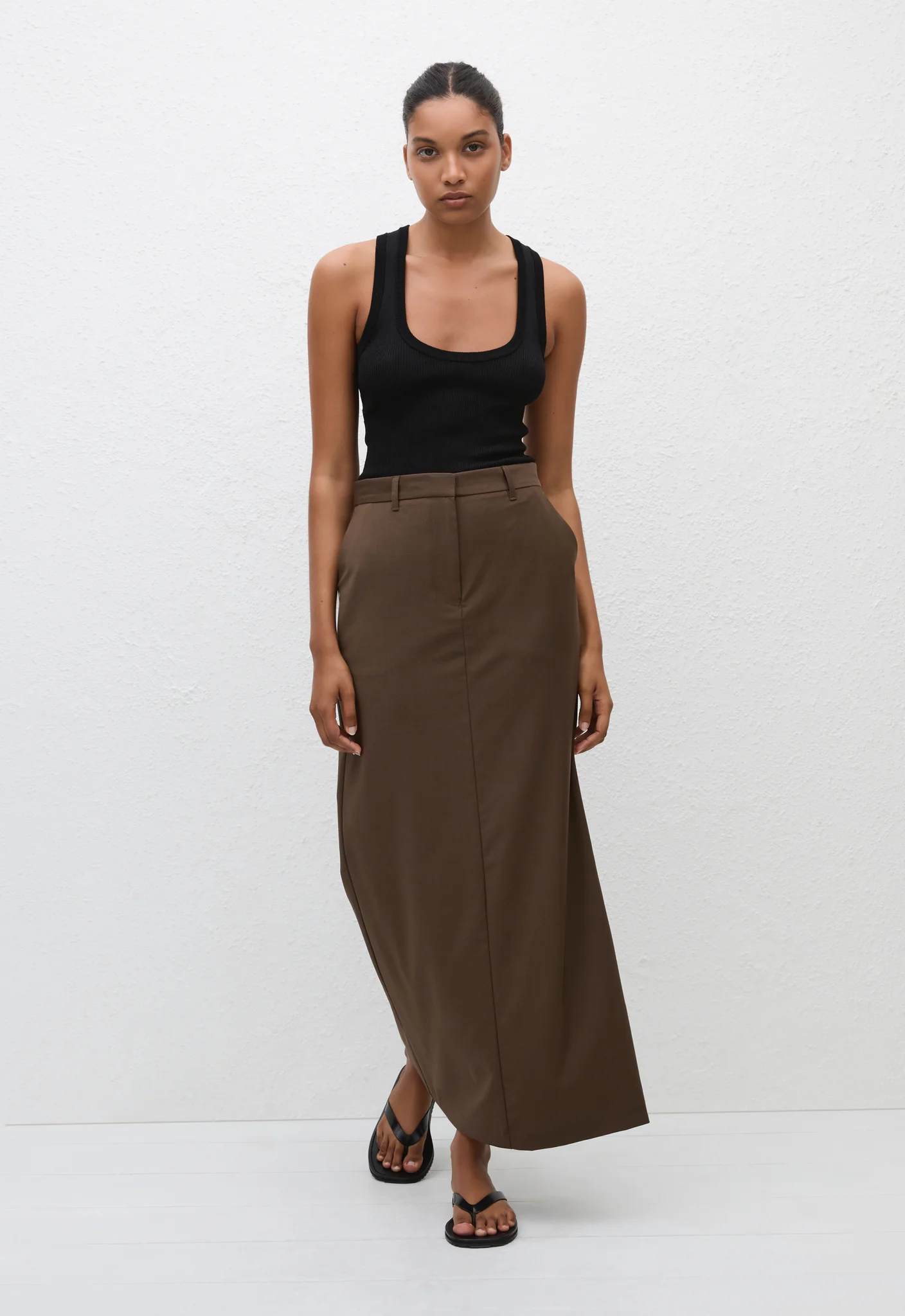 Relaxed Tailored Skirt - Coffee - Image 3