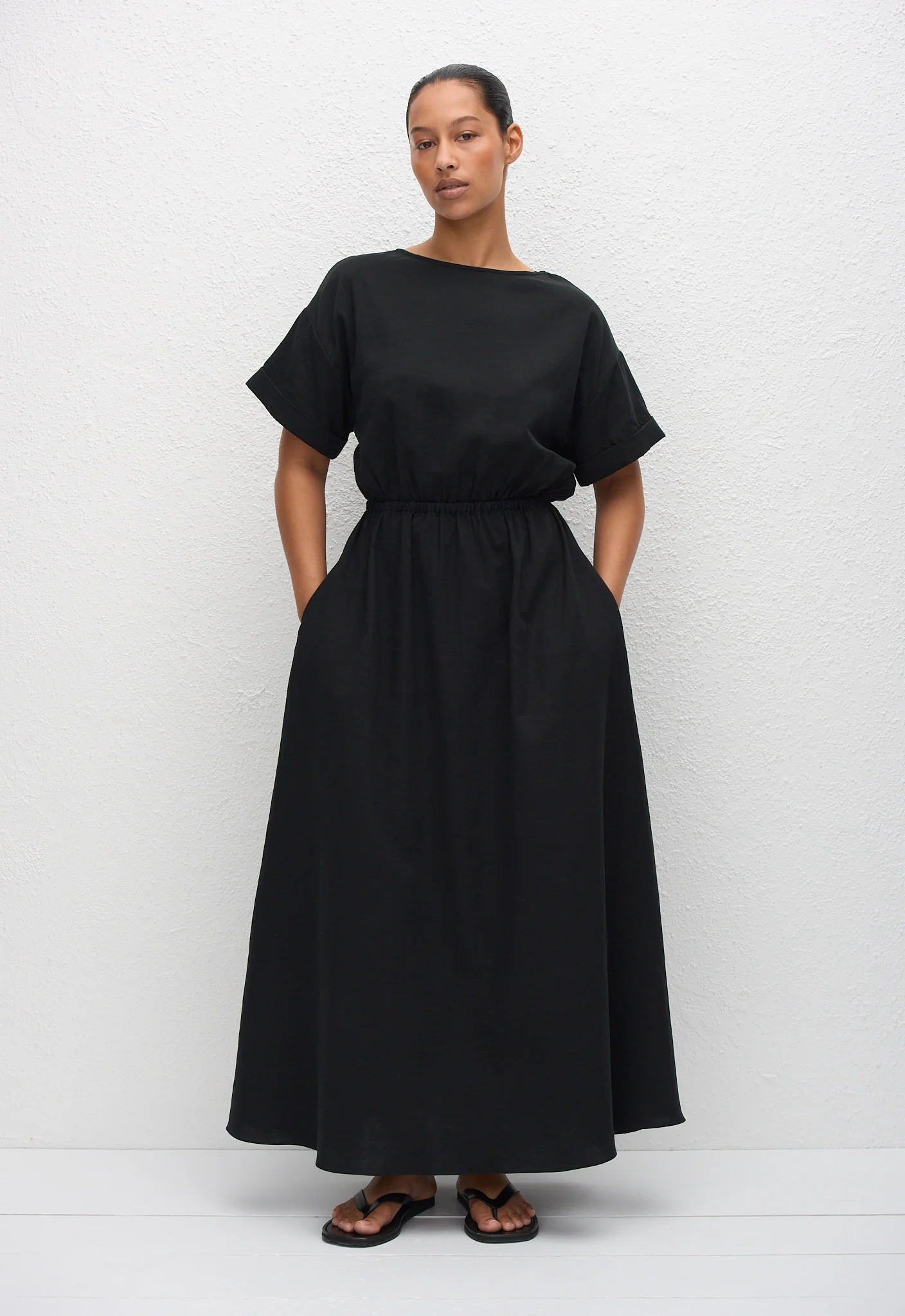 Relaxed Tee Midi Dress - Black