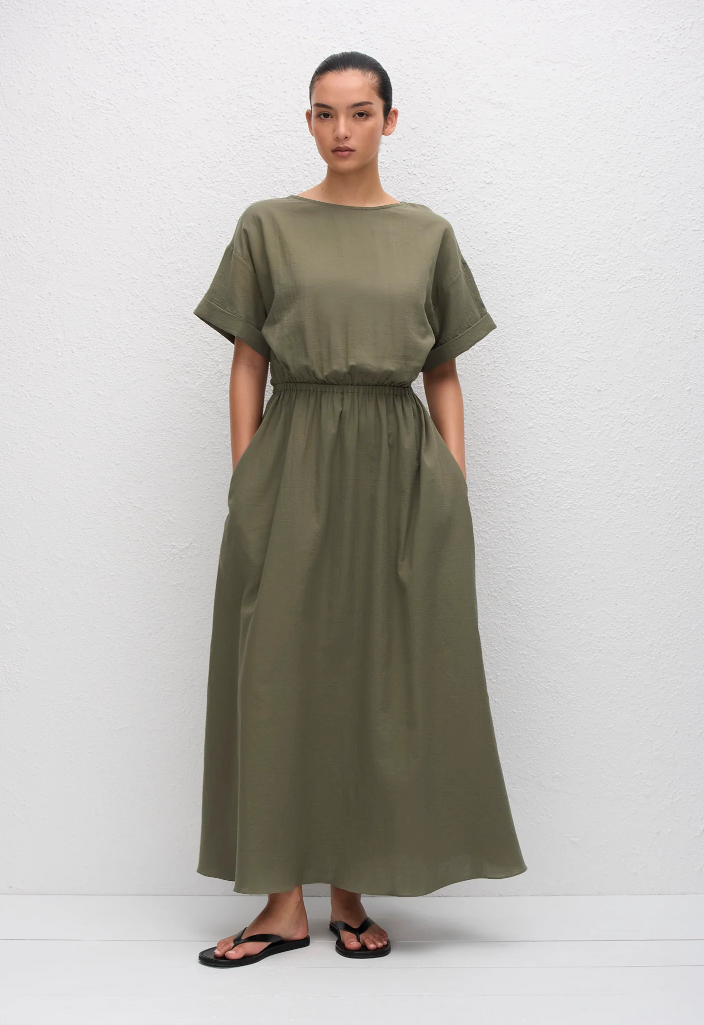Relaxed Tee Midi Dress - Khaki