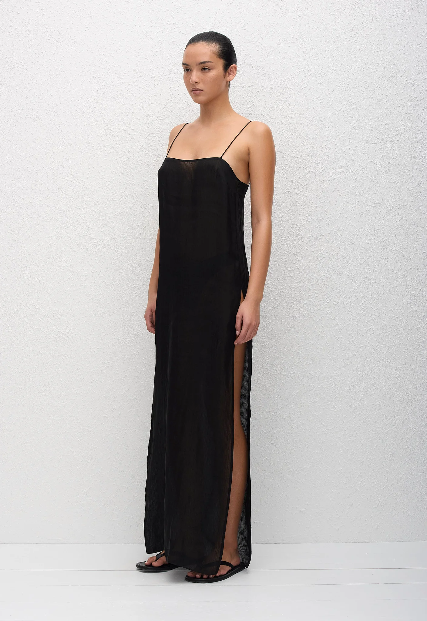 Sheer Cami Dress - Black - Image 3