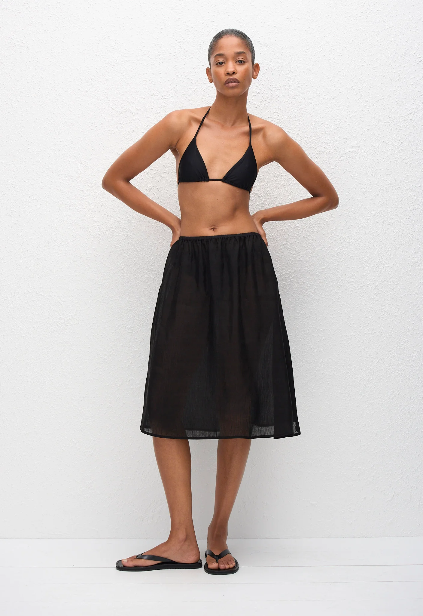 Sheer Midi Skirt - Black