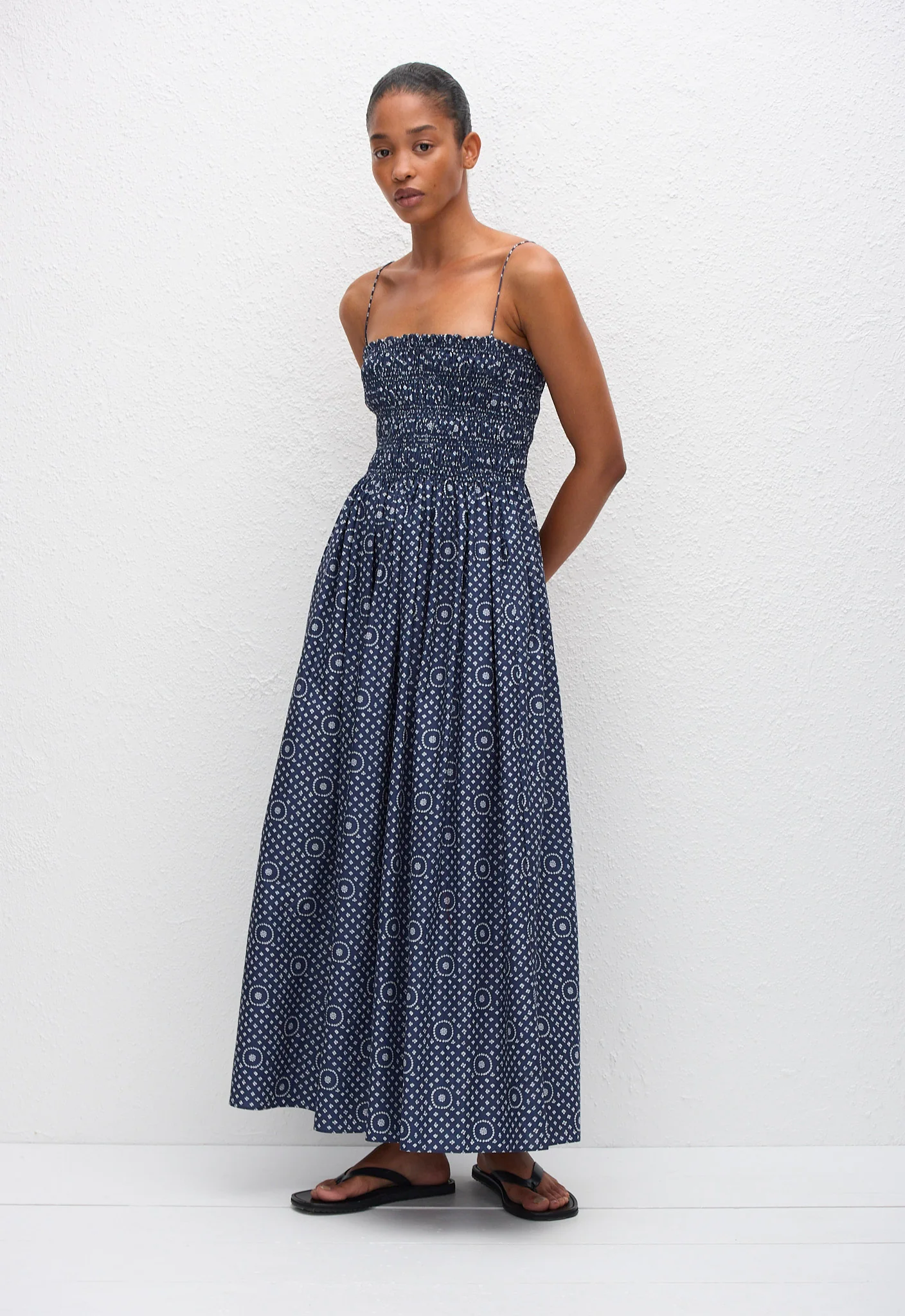 Shirred Bodice Dress - Bluebell