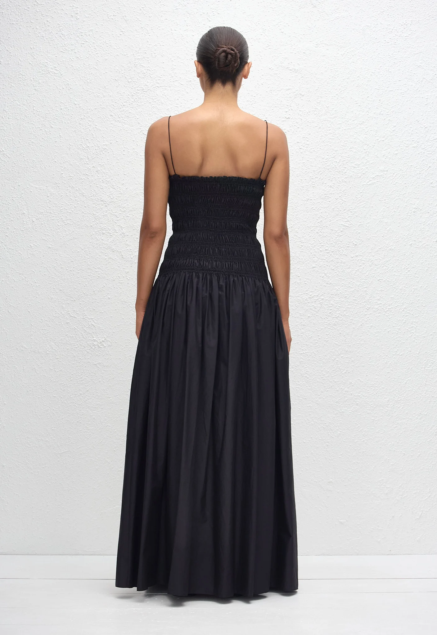Shirred Drop Waist Dress - Black - Image 3