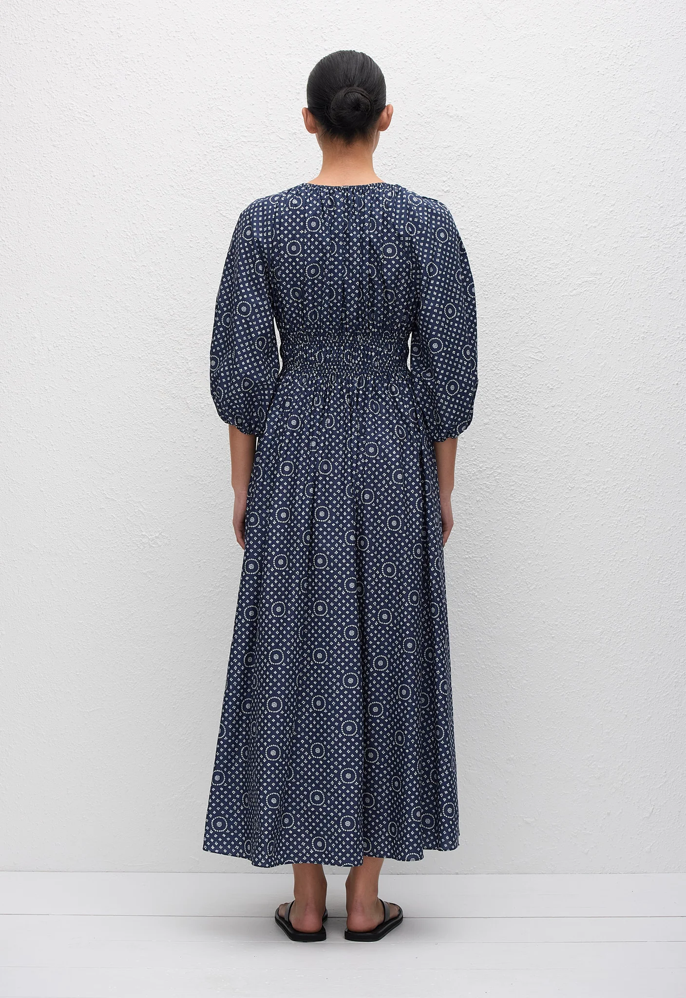 Shirred Plunge Button Dress - Bluebell - Image 4