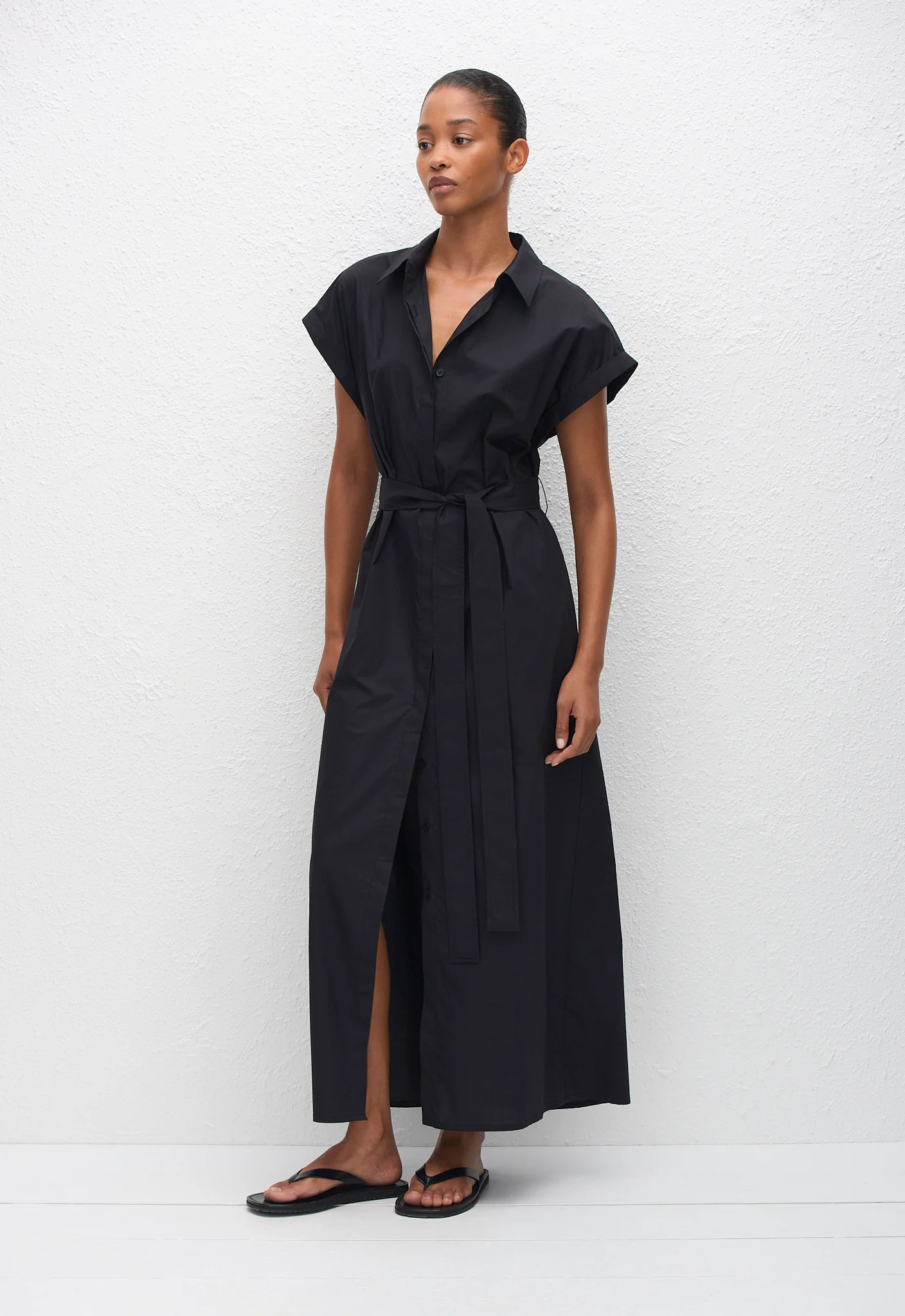 Sleeveless Shirt Dress - Black - Image 3