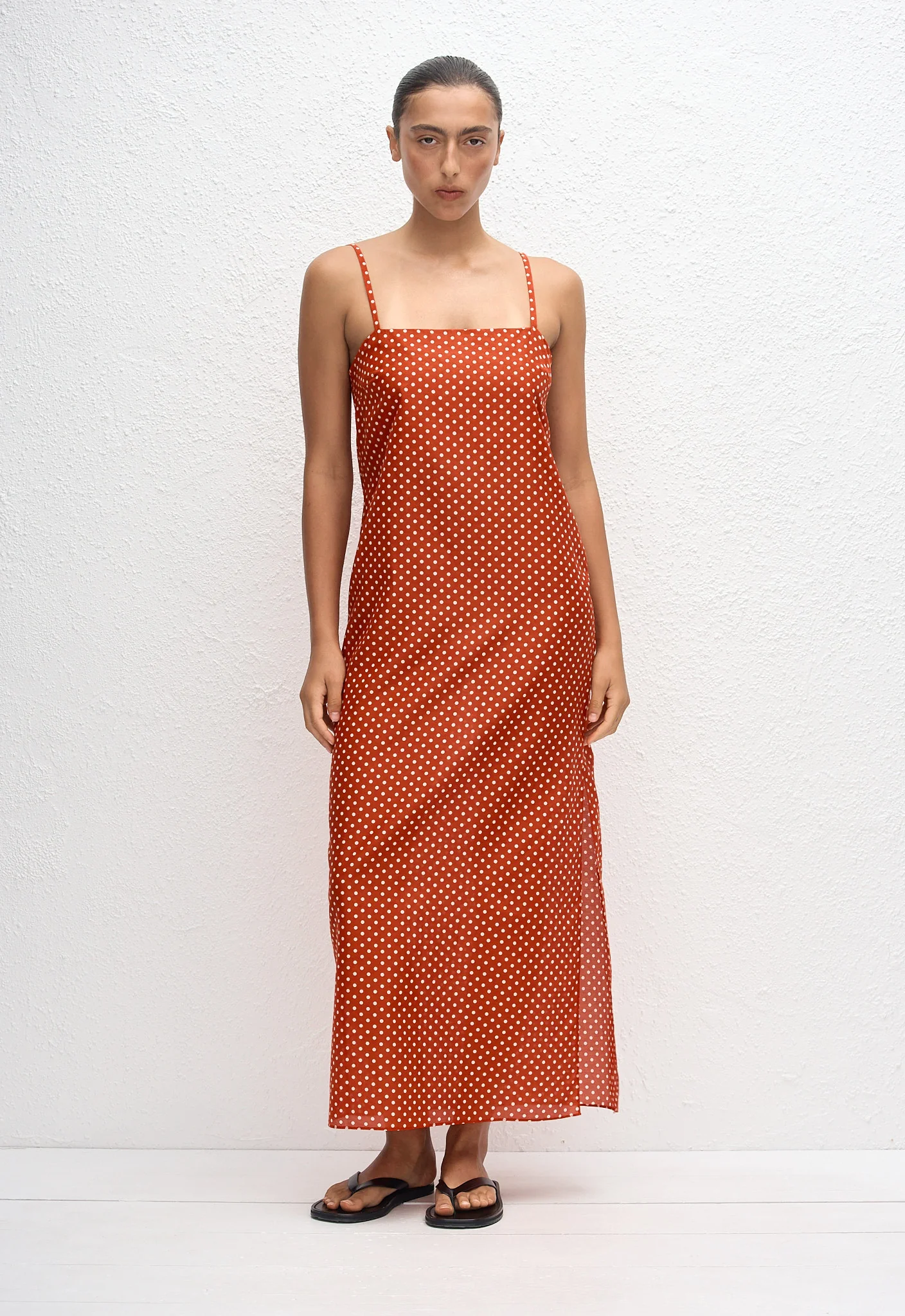 Square Shift Midi Dress - Polka Dot (Tomato)