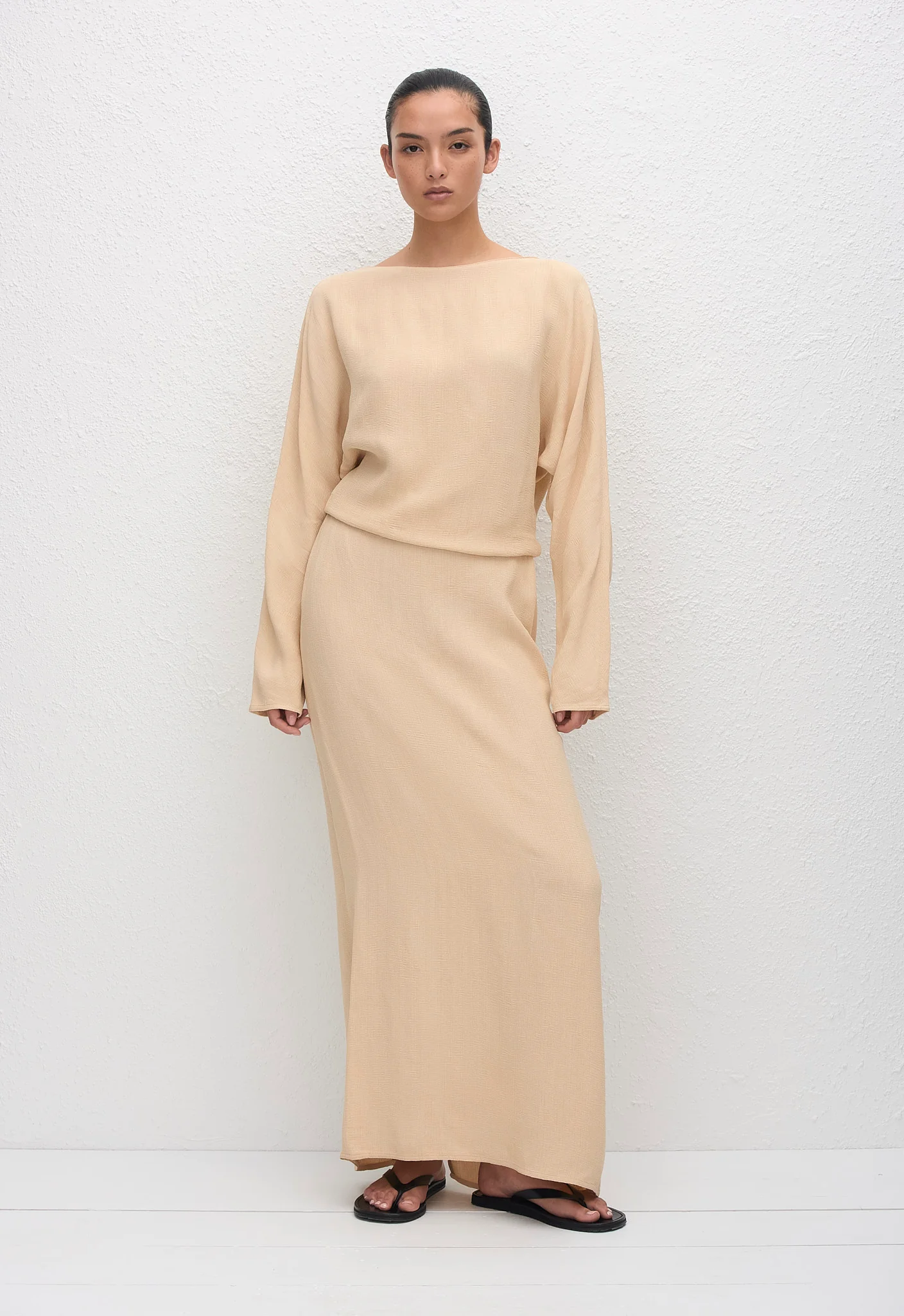 Straight Midi Skirt - Flax