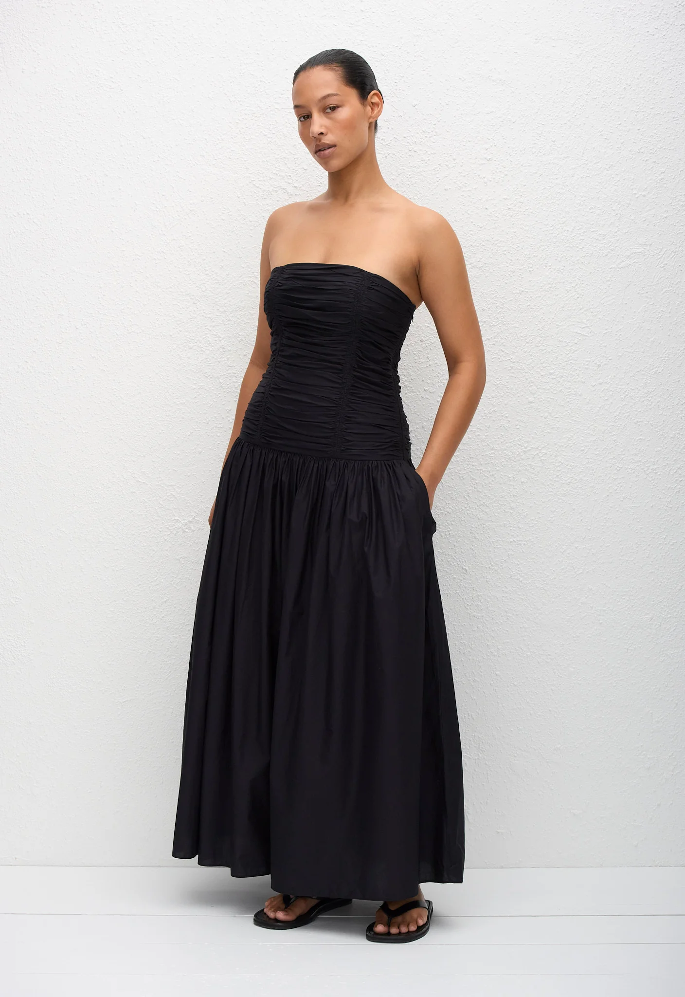 Strapless Drop Waist Dress - Black - Image 3