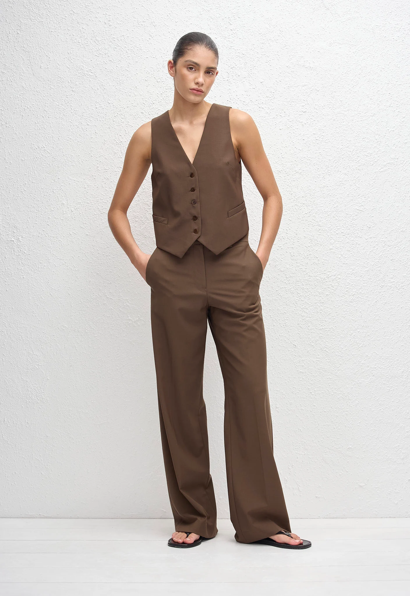 Tailored Waistcoat - Coffee - Image 3