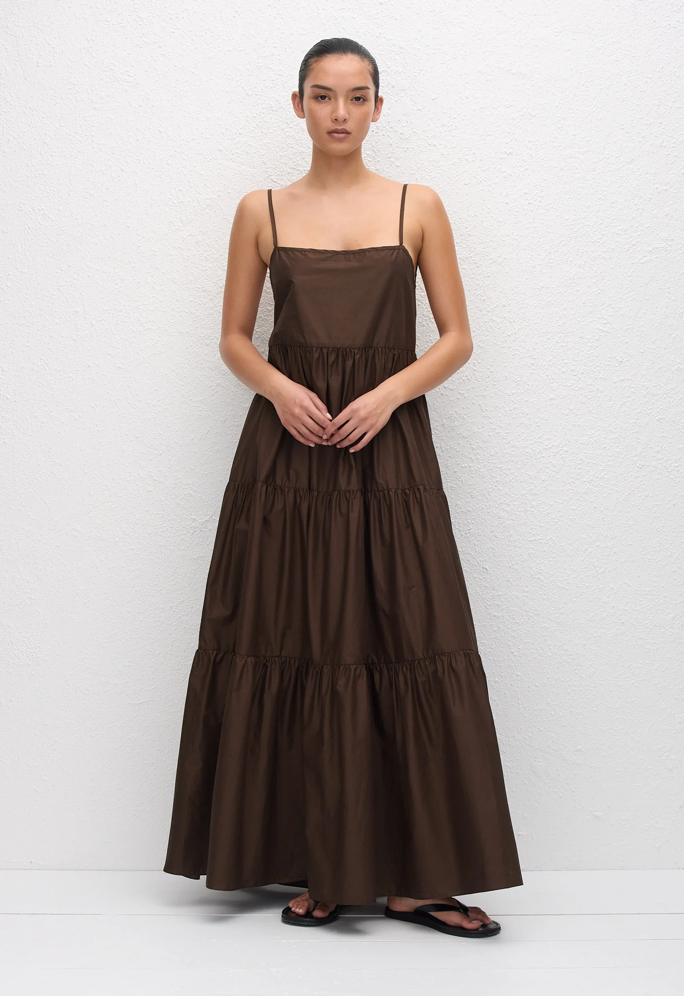 Tiered Low Back Sundress - Chocolate
